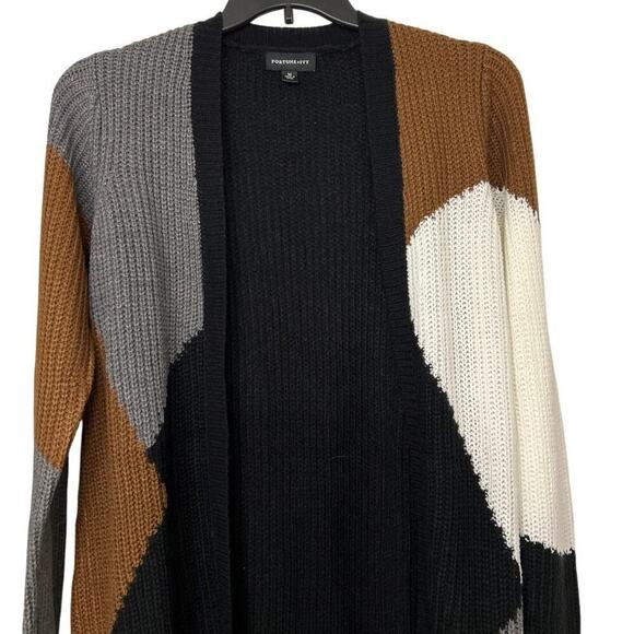 FORTUNE + IVY Colorblock Open Front Long Line Cardigan NWOT Medium - Picture 2 of 10